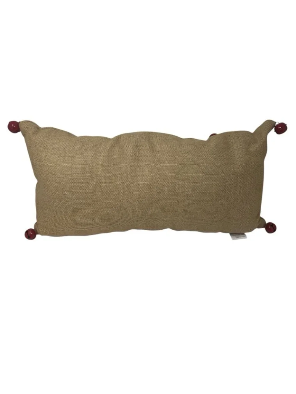 Pottery Barn Christmas Jingle Red Bells Burlap Lumbar Decorative Pillow 12”x24”